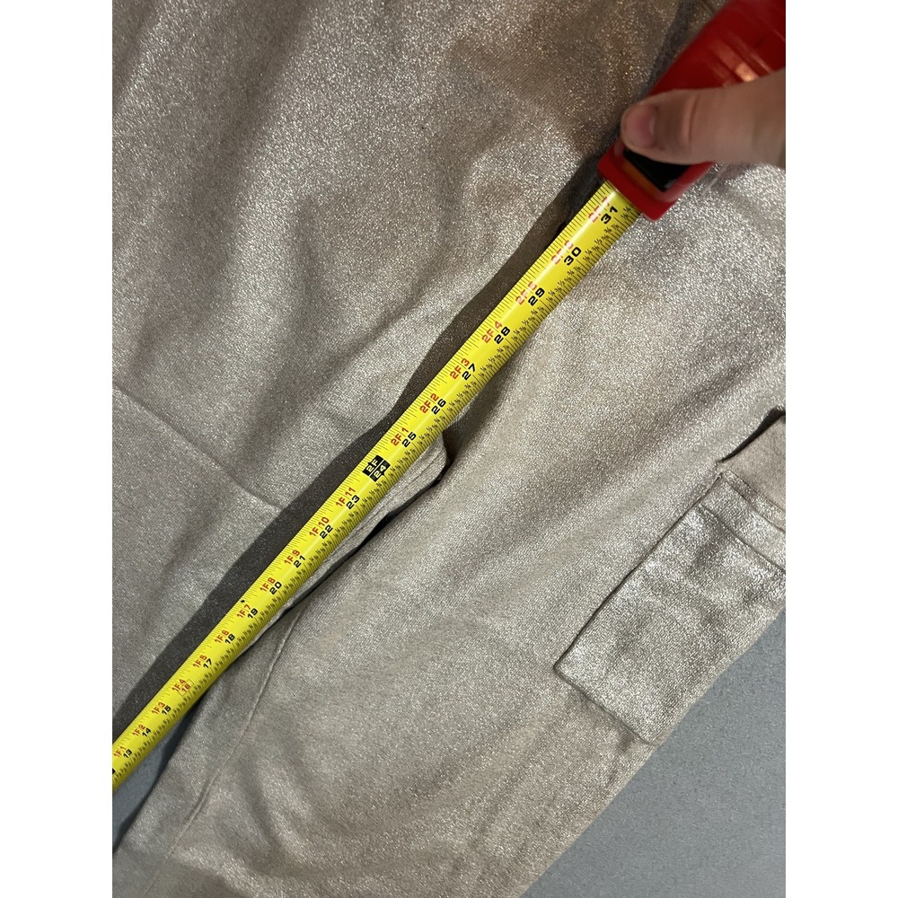 Chico's Women's Gold Shimmer Sparkle Drawstring Crop Wide Leg Activewear Pants - Picture 9 of 11